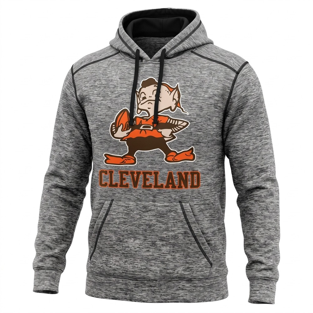 Cleveland Browns Hoodie M Orange Brown Gray Pullover Brownie the Elf NFL